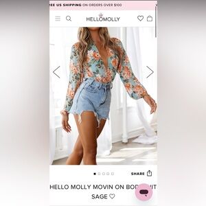 HELLO MOLLY MOVIN ON BODYSUIT SAGE